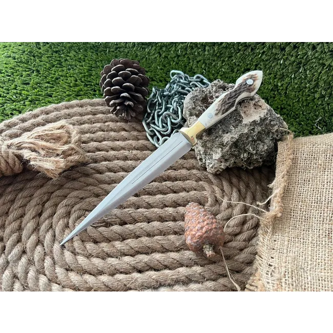 El Yapımı Çift Ağız Kampçı Bıçağı No:3 ( Geyik Boynuz )
