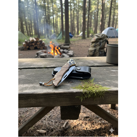 El Yapımı N690 3 Hilal Kurt İşlemeli Kamp Çakısı