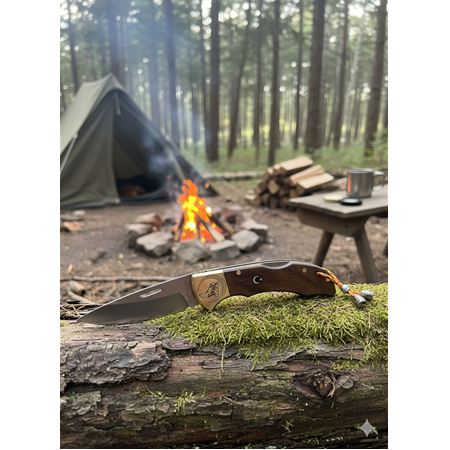 El Yapımı N690 3 Hilal Kurt İşlemeli Kamp Çakısı