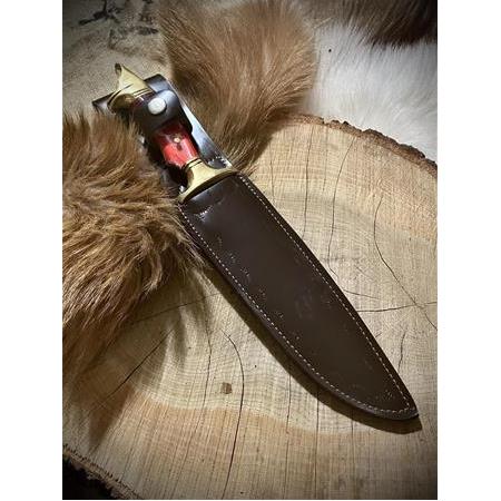 Türk Bayrağı İşlemeli Kurt Başlık Mika Kabze Avcı Kamp Bıçağı