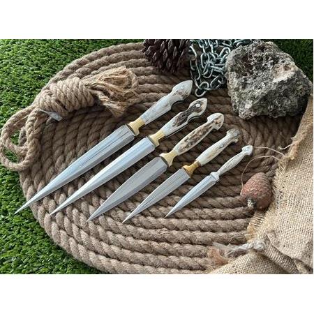 Beşli El Yapımı Çift Ağızlı Kama Seti