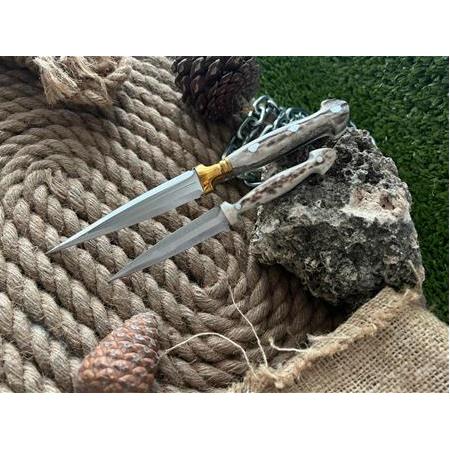 El Yapımı Çift Ağızlı Geyik Kabze Kombin