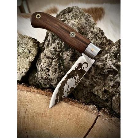 El Yapımı Kurt Baskılı Kampçı Cep Çakısı