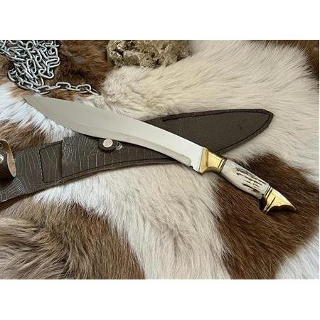 Kurt Başlı Büyük Kukri Sallama Bıçağı (Geyik Kabze)