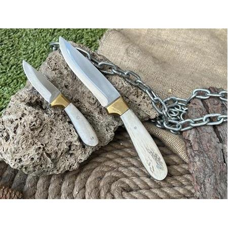 Yeni İkili bushcraft kamp bıçağı (Geyik Boynuz)