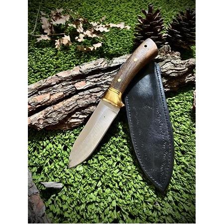 El Yapımı Ceviz Kabze Prinç Örgülü Kamp Bıçağı