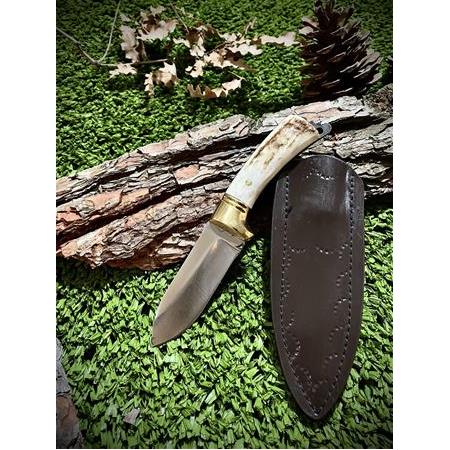 El Yapımı Geyik Boynuz Prinç Örgülü Kamp Bıçağı