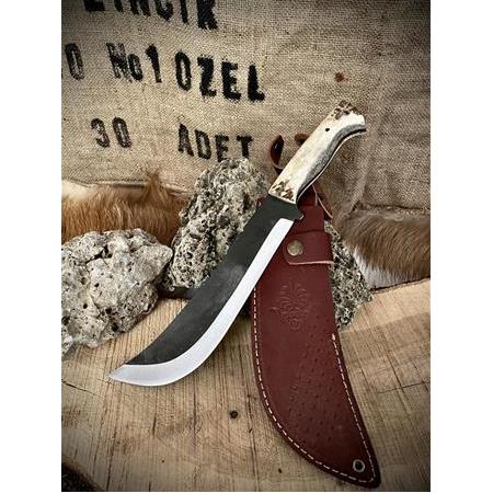 El Yapımı Avcı Kamp Bıçağı Büyük (B.C) Geyik Boynuz