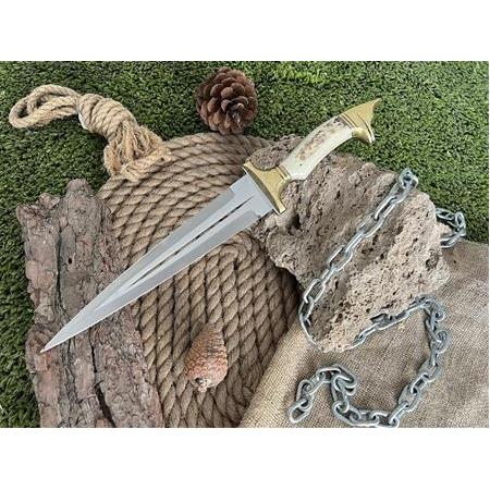 Yeni Kurt Başlı Çift Ağız Kama ( Geyik Boynuz )